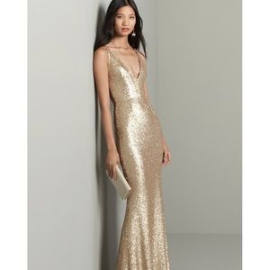 Dress the population gold sequin dress size small